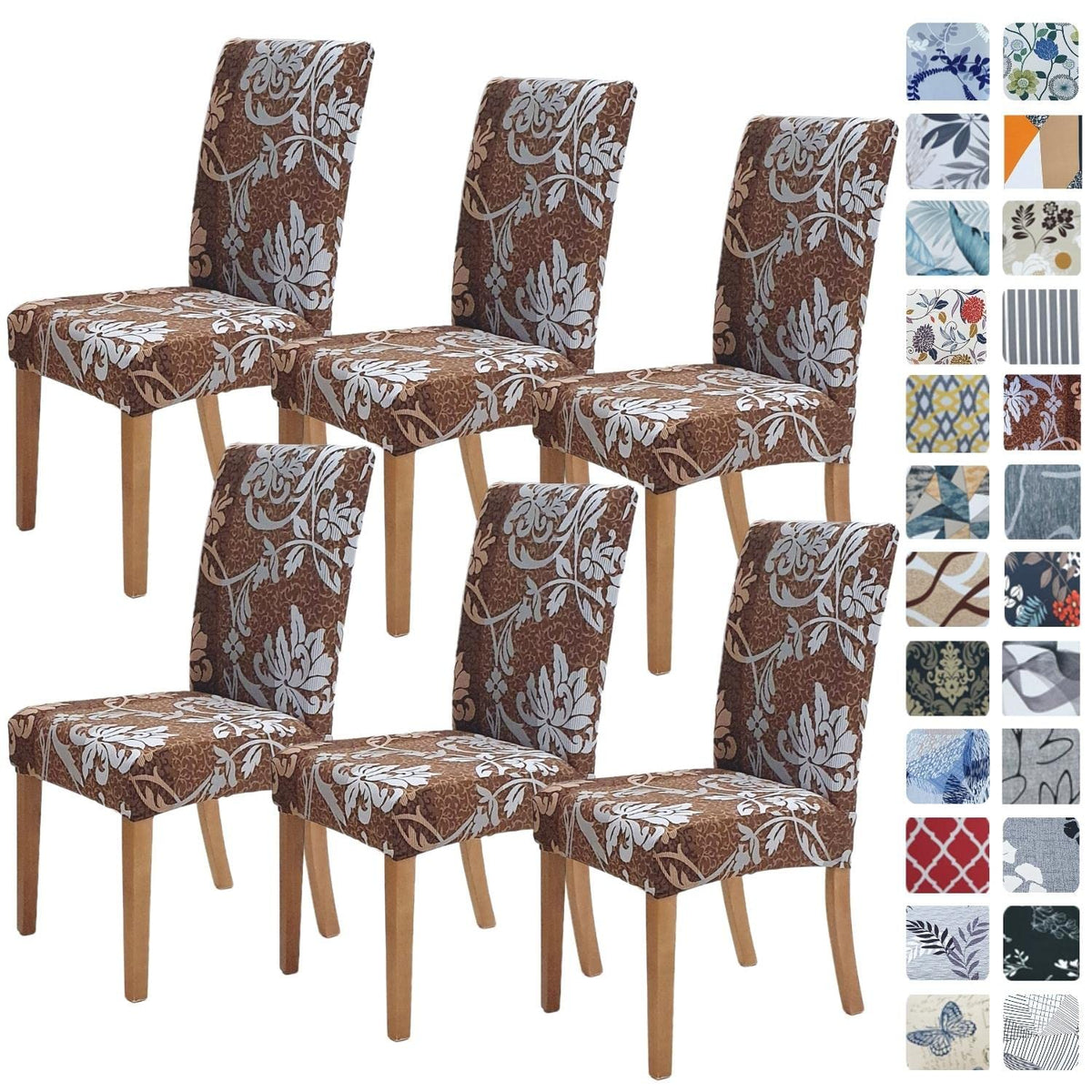 SPRINGRICO Chair Covers for Dining Room Set of 4, Stretch Dining Chair Cover, Washable Spandex Kitchen Parsons Chair Slipcovers, Removable Seat Protector for Home or Party (4 Pack, Lotus Gray)