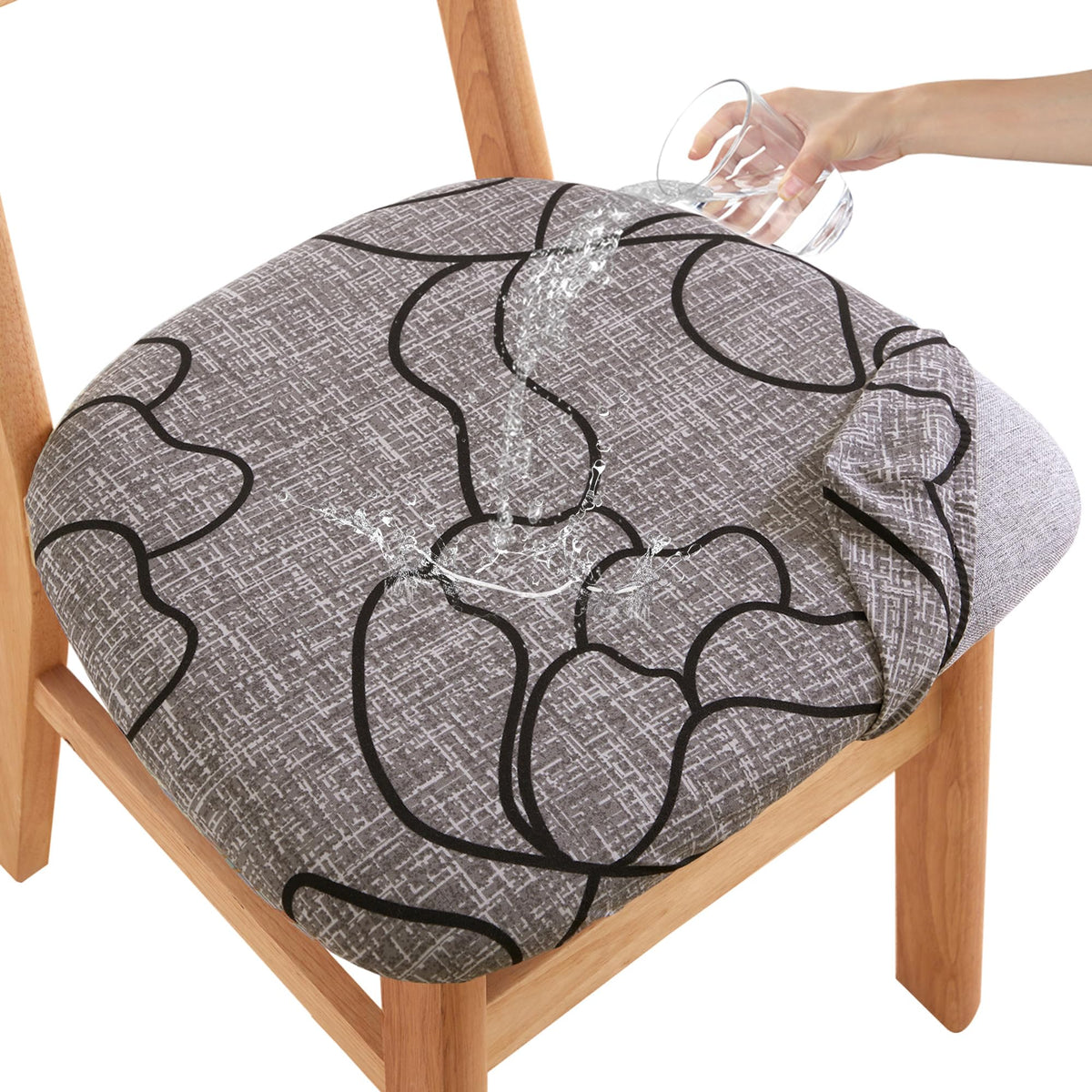 CRFATOP Waterproof Dining Chair Seat Cover Set of 6 Cushion Cover,L,Green