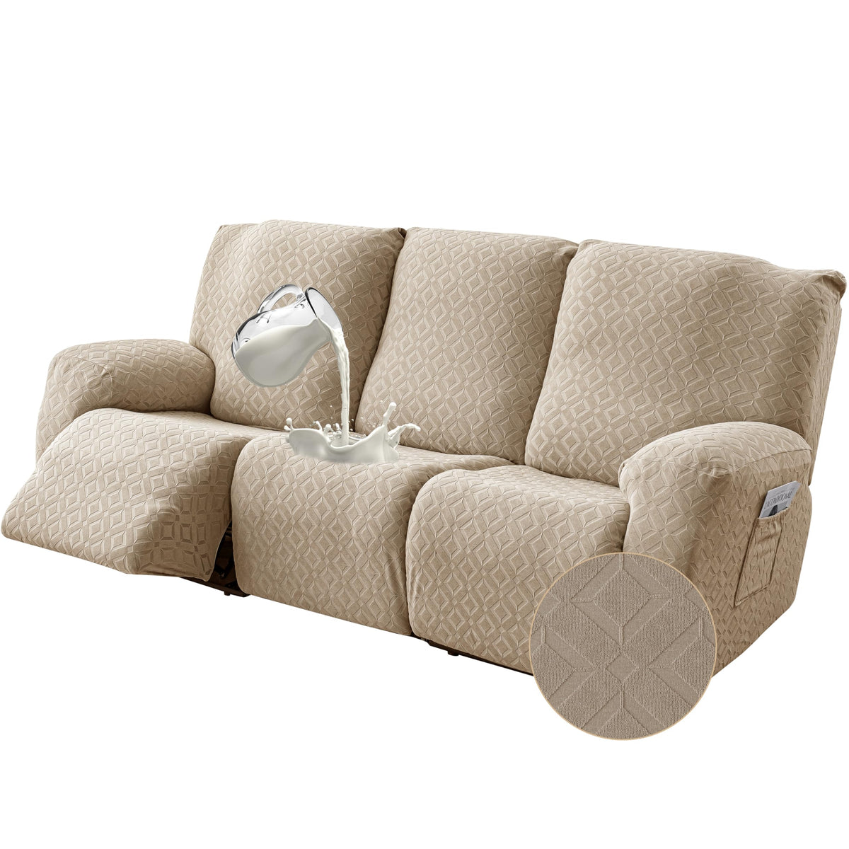 Genina Waterproof Recliner Loveseat Cover,2 Seat Couch Cover,Chocolate