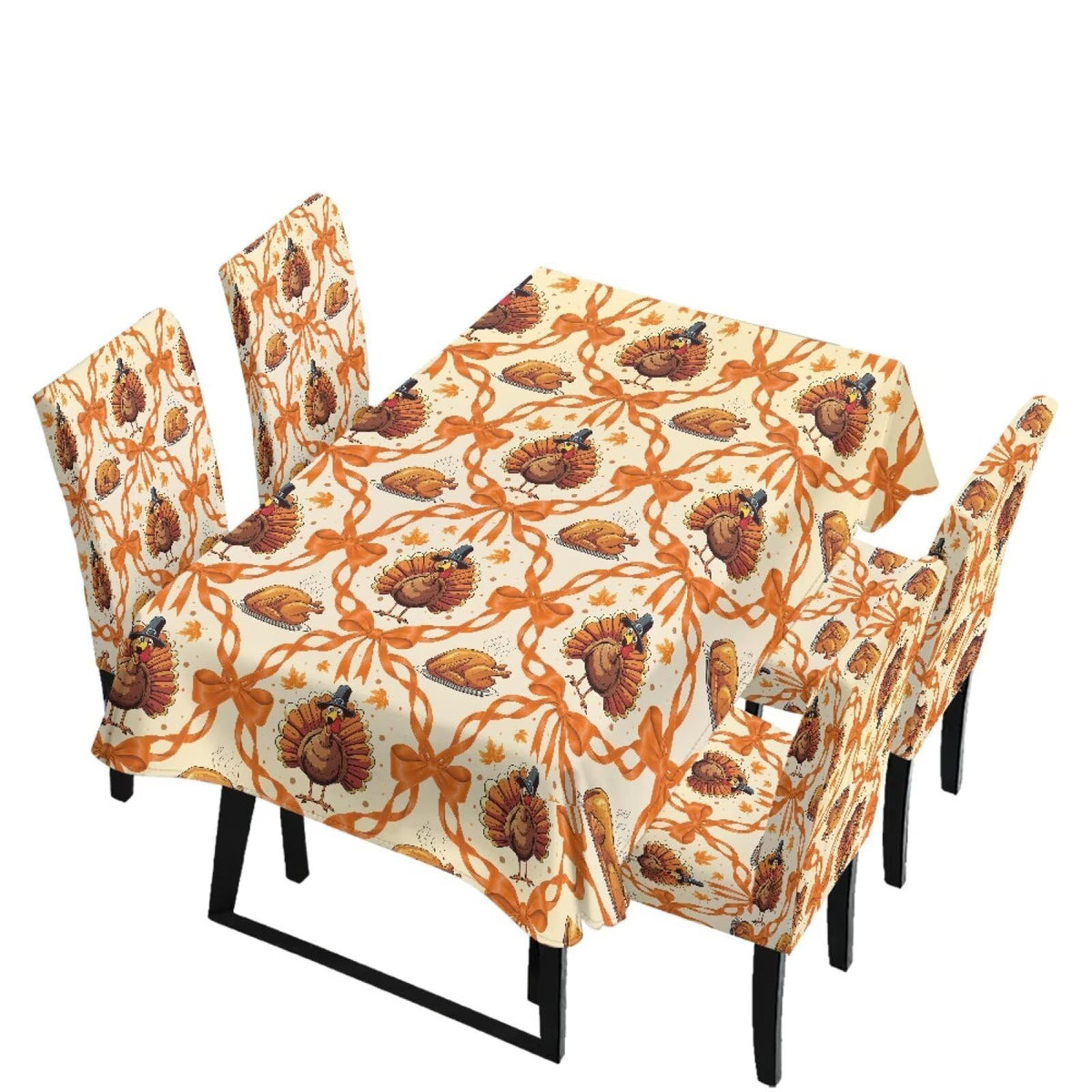 Thanksgiving Rectangle Table Cloth with Dining Chair Cover