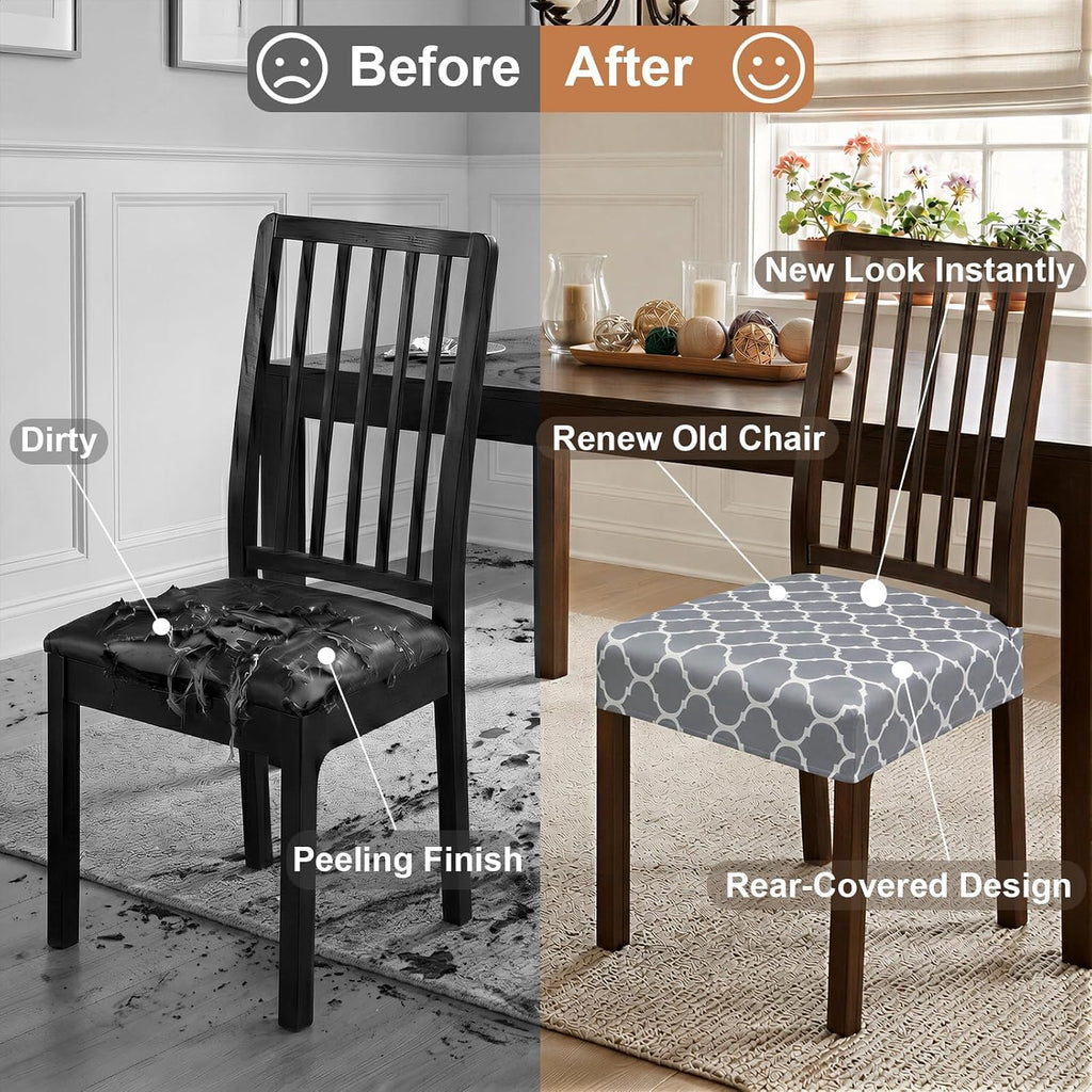 Stretch Chair Seat Covers Set of 4 for Dining Living Room Kitchen Chairs Universal Washable Slipcover Protector Forros Fundas Cobertores para Sillas De Comedor Party Home Decor Gift