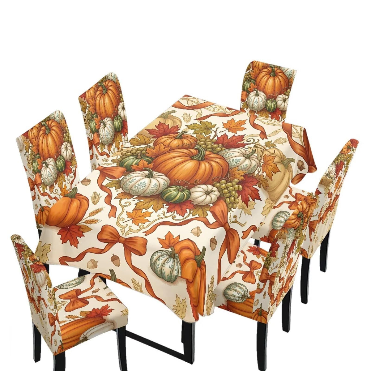 Thanksgiving Rectangle Table Cloth with Dining Chair Cover