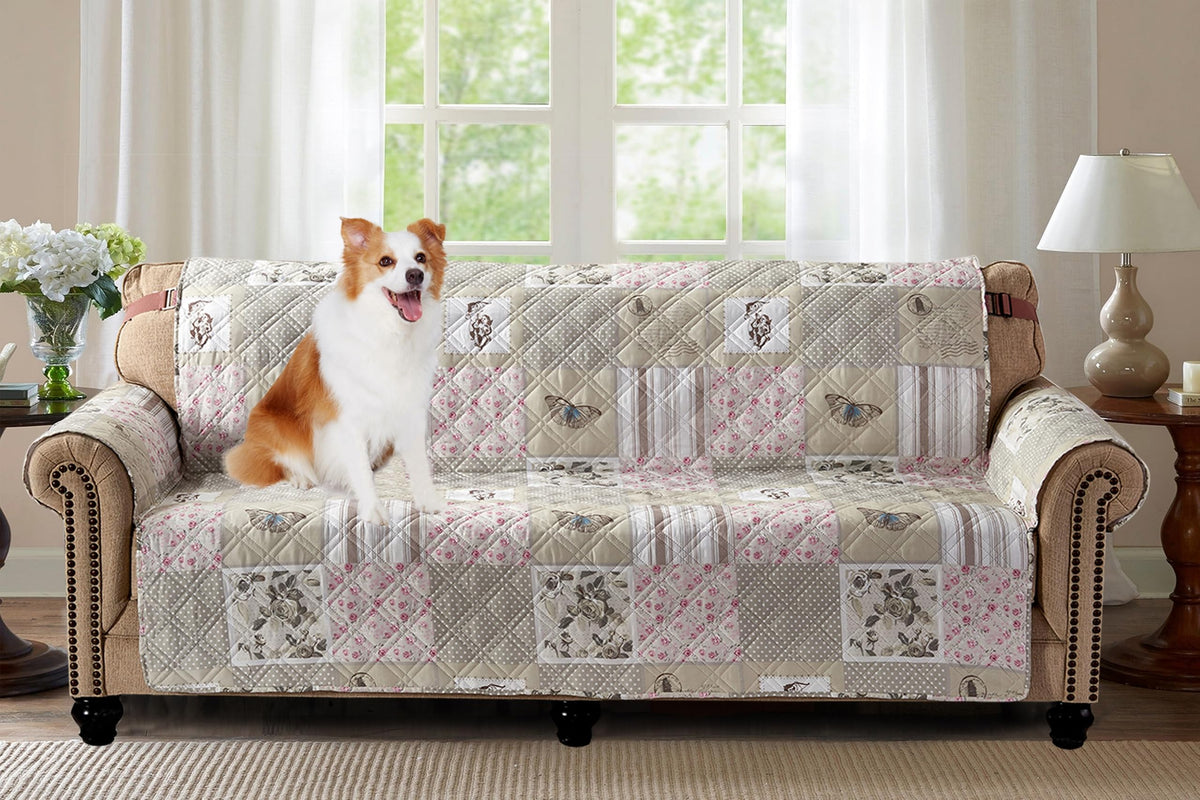 Brilliant Sunshine Blue Toile Couch Loveseat Slip Cover for Dogs