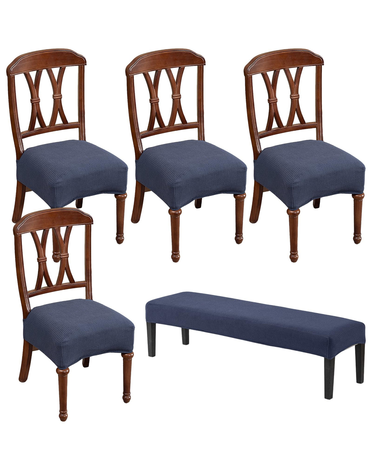 CRFATOP Dining Chair Seat Covers Set of 4 with Stretch Bench Slipcover,04
