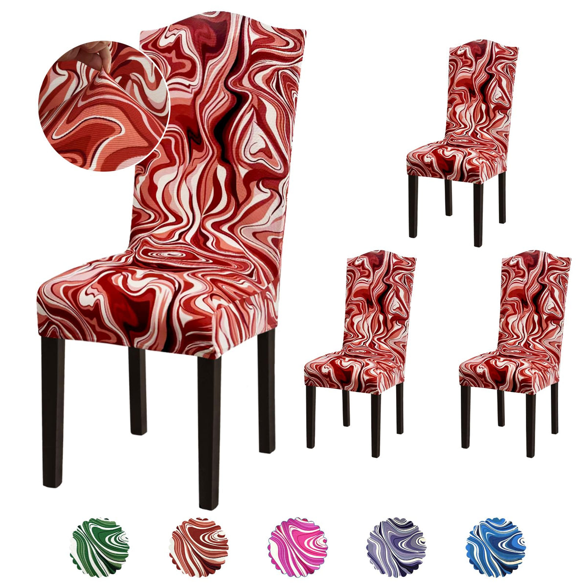 Stretch Dining Room Chair Covers Set of 6, Removable Washable Chair Covers for Dining Chairs,Dining Room, Hotel, Ceremony