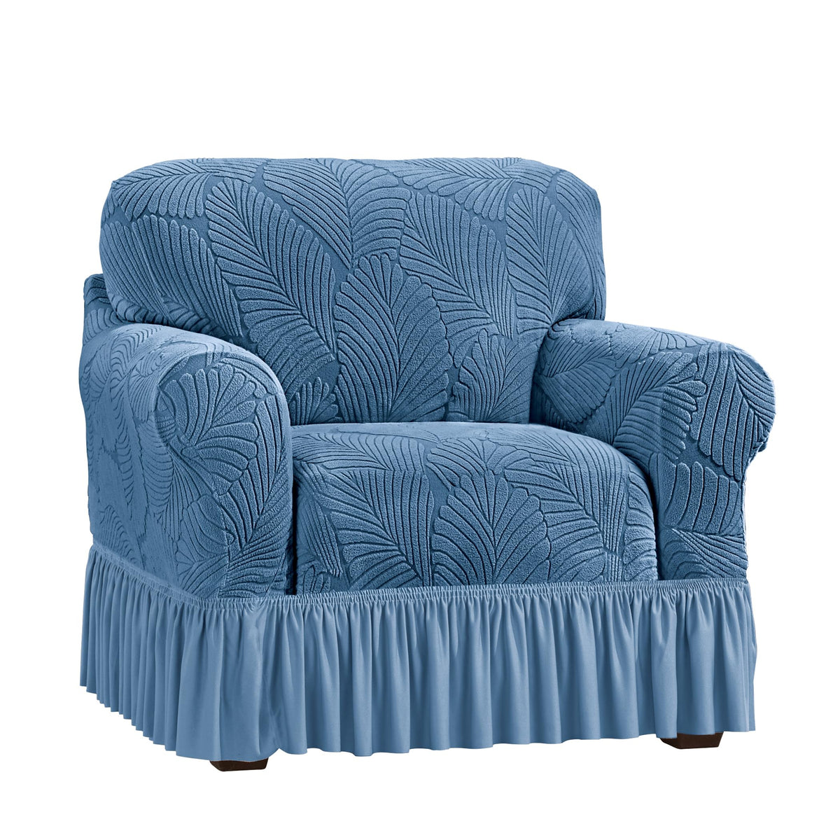 Collections Etc Textured Leaf Design Ruffled Skirt Slipcover