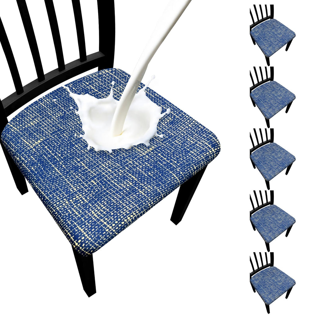Waterproof Dining Chair Seat Covers Set of 6, Stretch Removable Dining Room Seat Covers for Dining Chairs, Kitchen, Hotel, Party