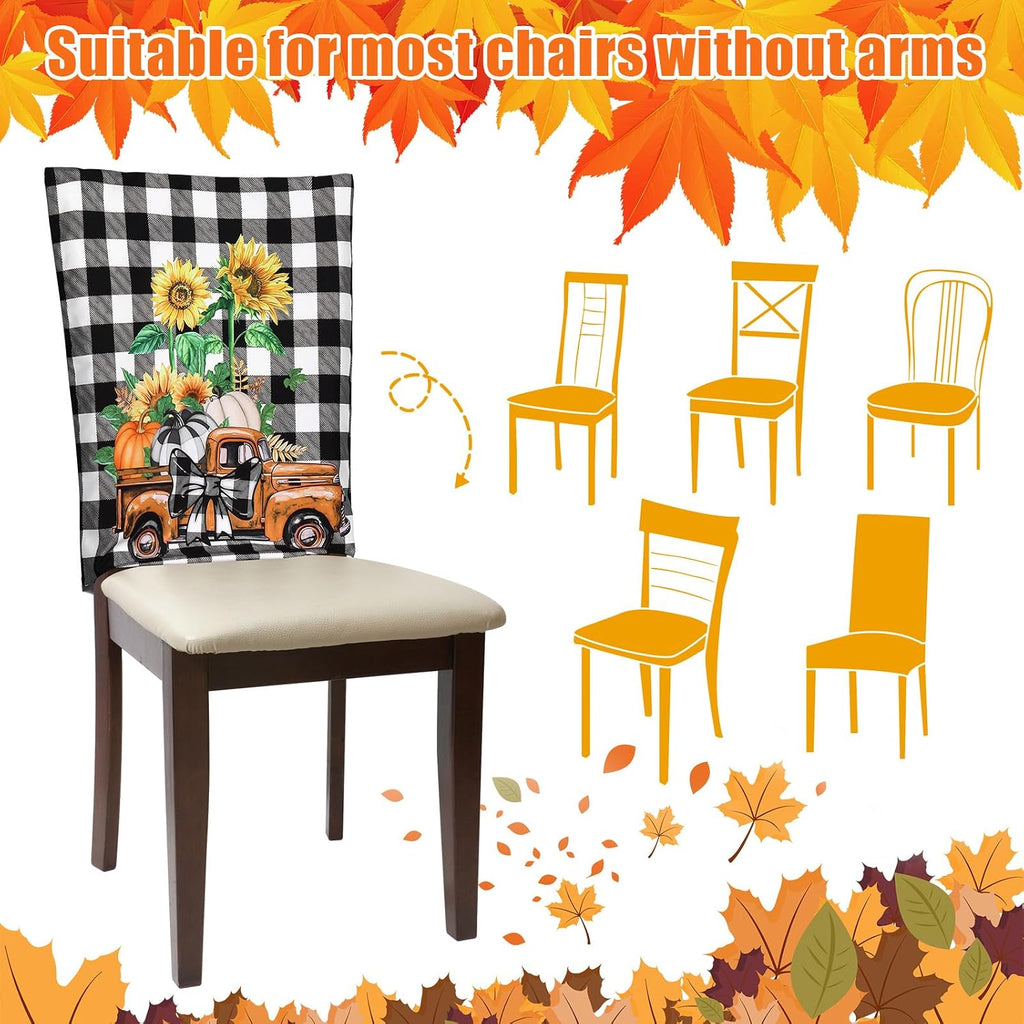 6 Pcs Fall Chair Covers, Maple Leaves Dining Chair Slipcovers