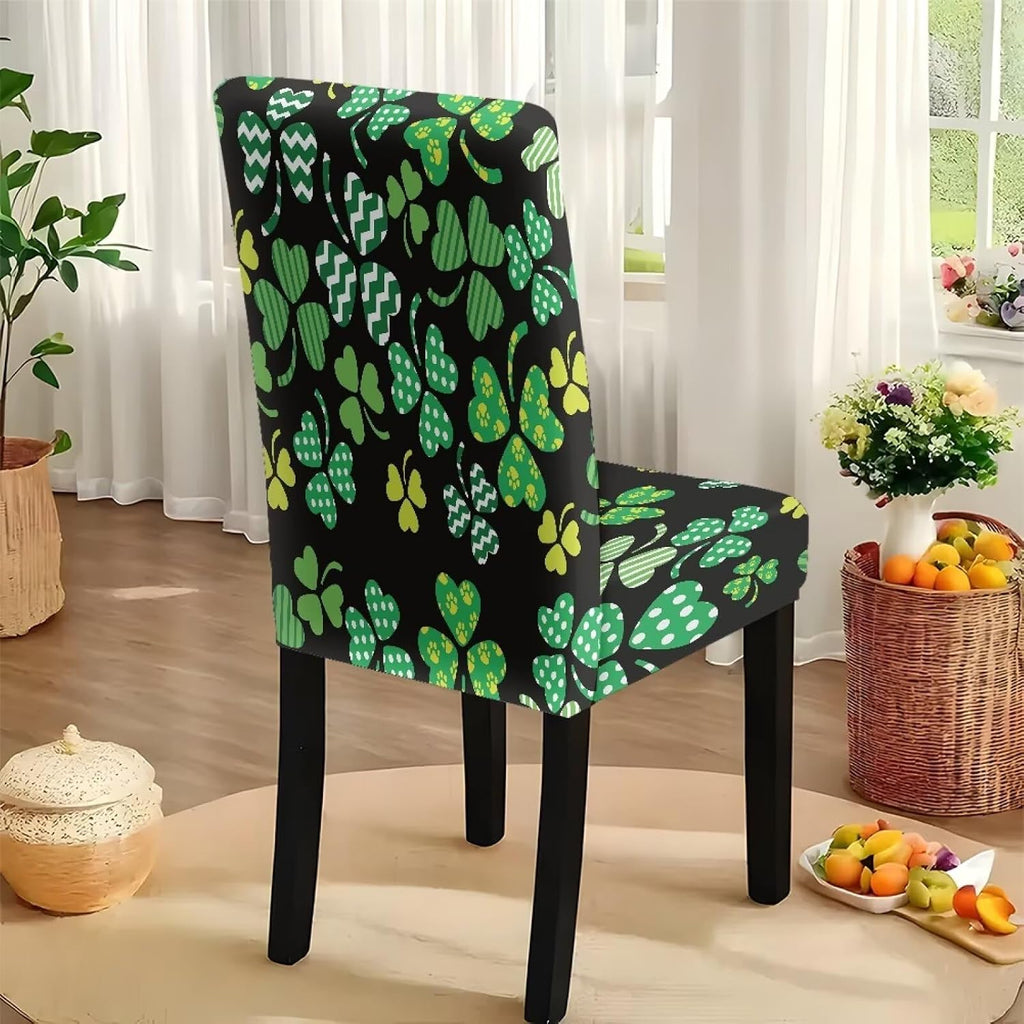 ZDCUSTOM St Patricks Day Table Cloth and Chair Cover Set of 4 Green Tablecloths Rectangular Festive Chair Covers for Dining Chairs St. Patrick’s Day Decoration