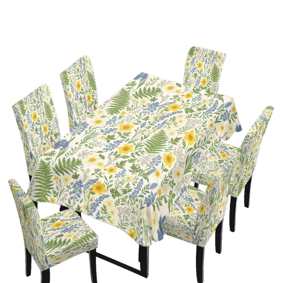 5 Pack Dining Room Chair Cover Set and Table Cloth Rectangle, Dust Proof Machine Washable Tablecloths Comfortable Chair Seat Slipcovers for Restaurant Decor, Abstract Fluid Marble
