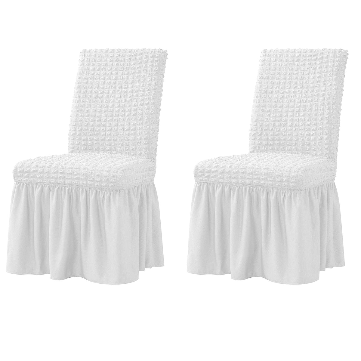 Dorm Chair Cover, Dining Chair Slipcover Stretch Washable with Skirt White