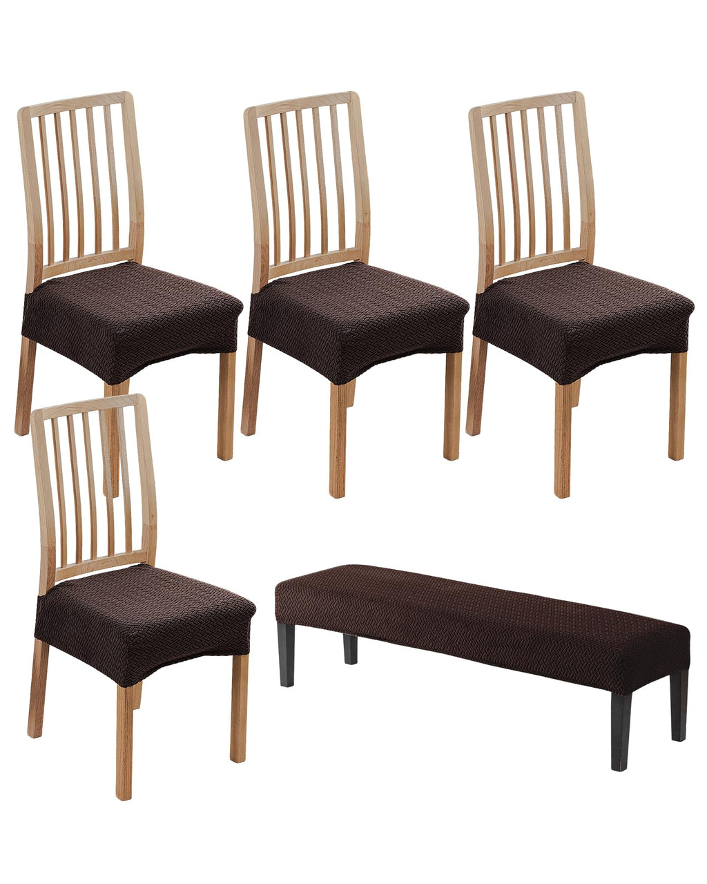 CRFATOP Dining Chair Seat Covers Set of 4 with Stretch Bench Slipcover,04