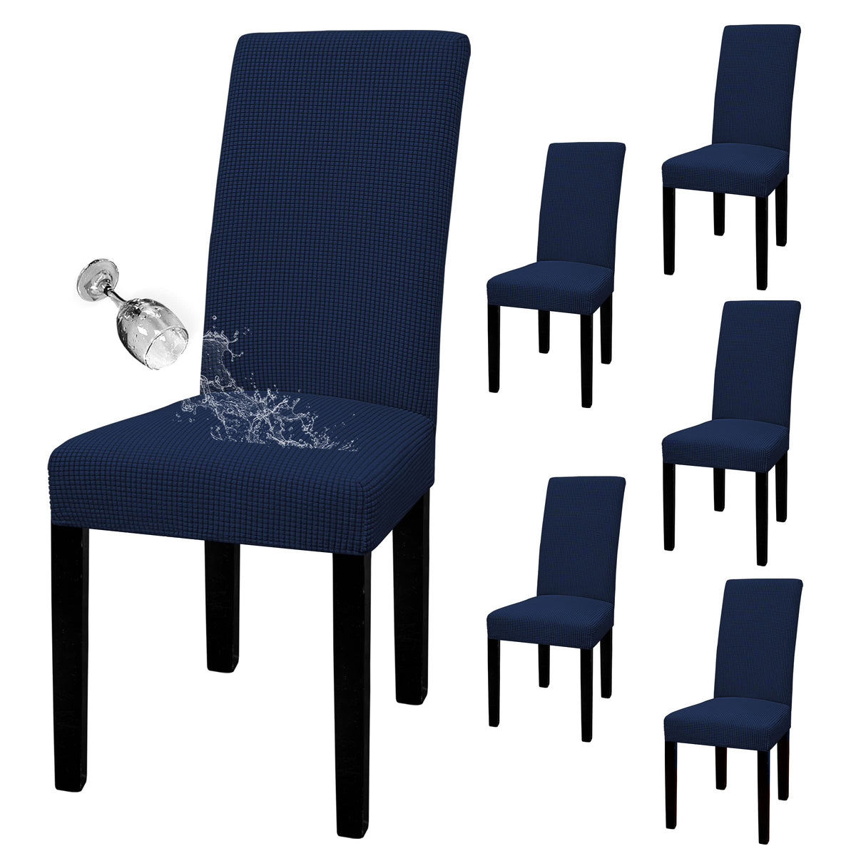 Easy-Going 100% Waterproof Dining Room Chair Covers Set of 6, Large