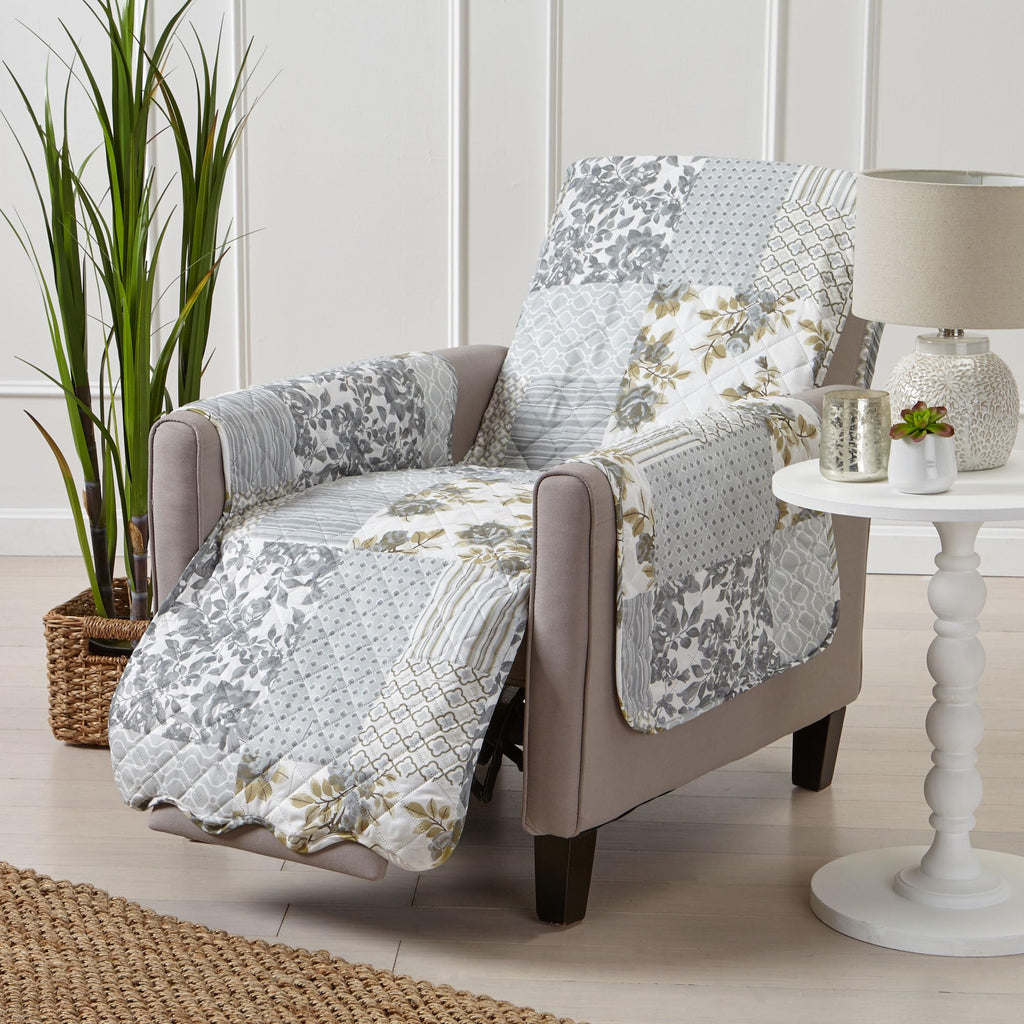 Great Bay Home Reversible Patchwork Sofa Cover - Washable Slipcover Furniture Protector with Elastic Straps - Perfect for Kids & Pets - Box-Stitched Detail (Taupe)