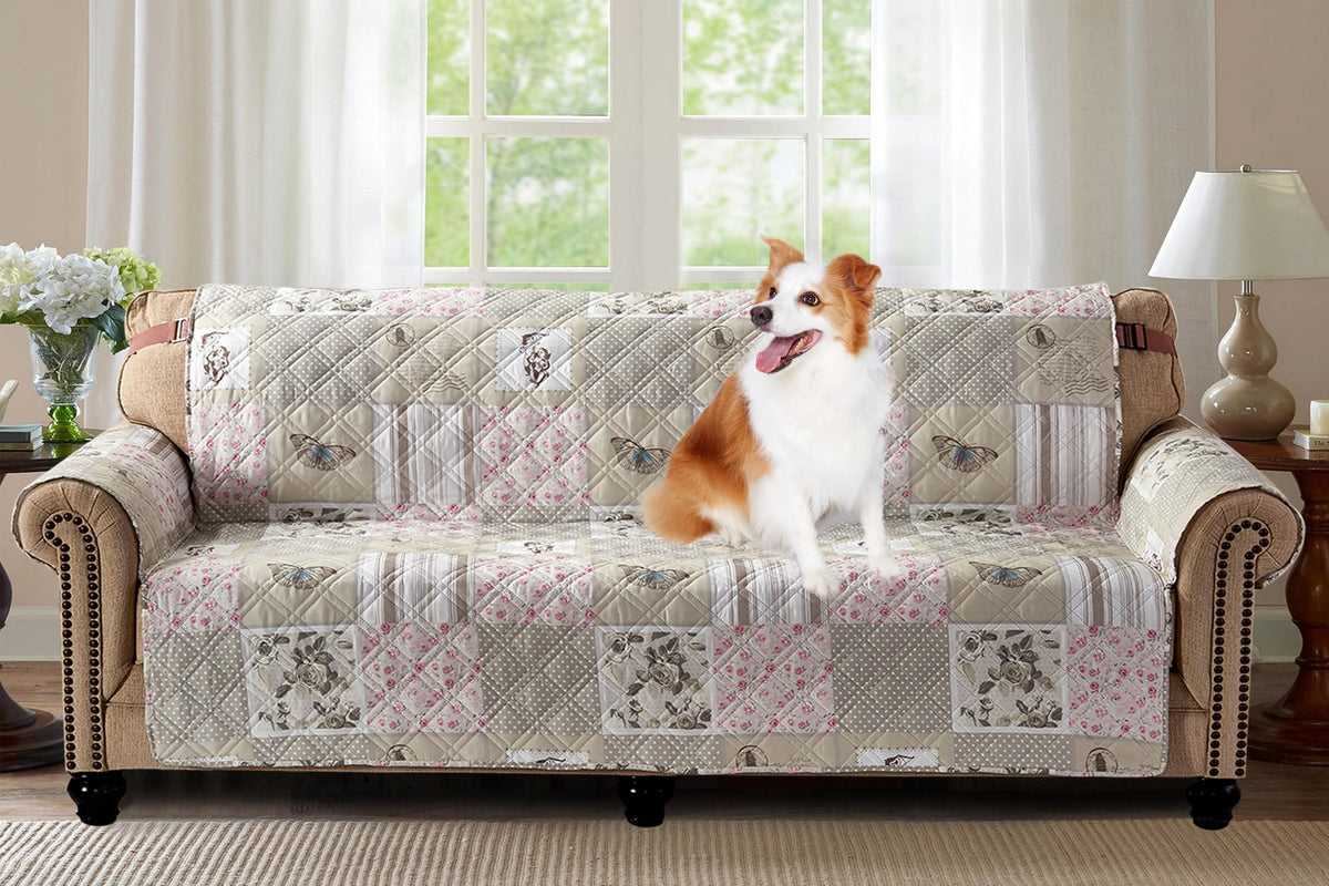 Brilliant Sunshine Blue Toile Couch Loveseat Slip Cover for Dogs