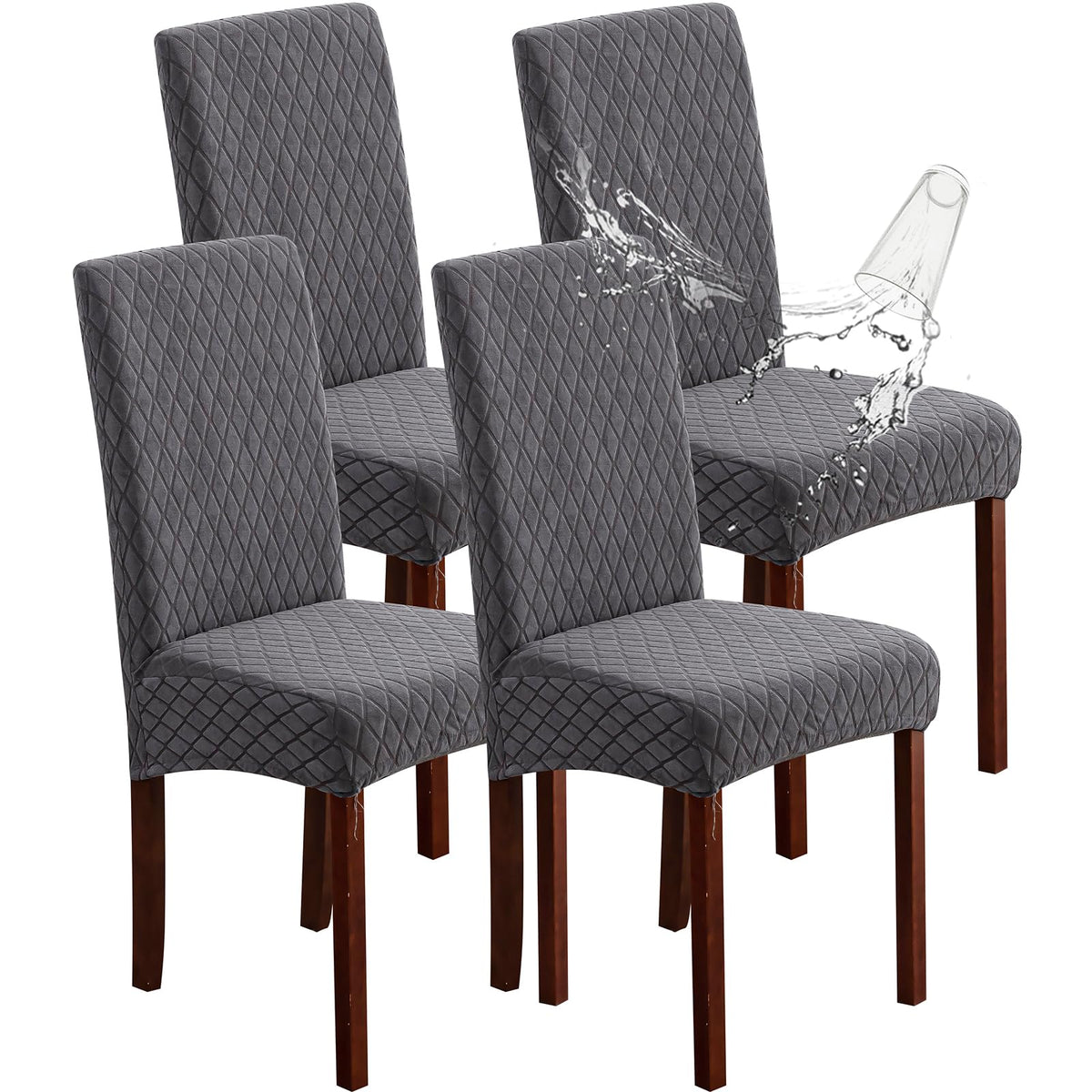 Genina Waterproof Dining Chair Covers Set of 4 Parsons Chair Slipcovers