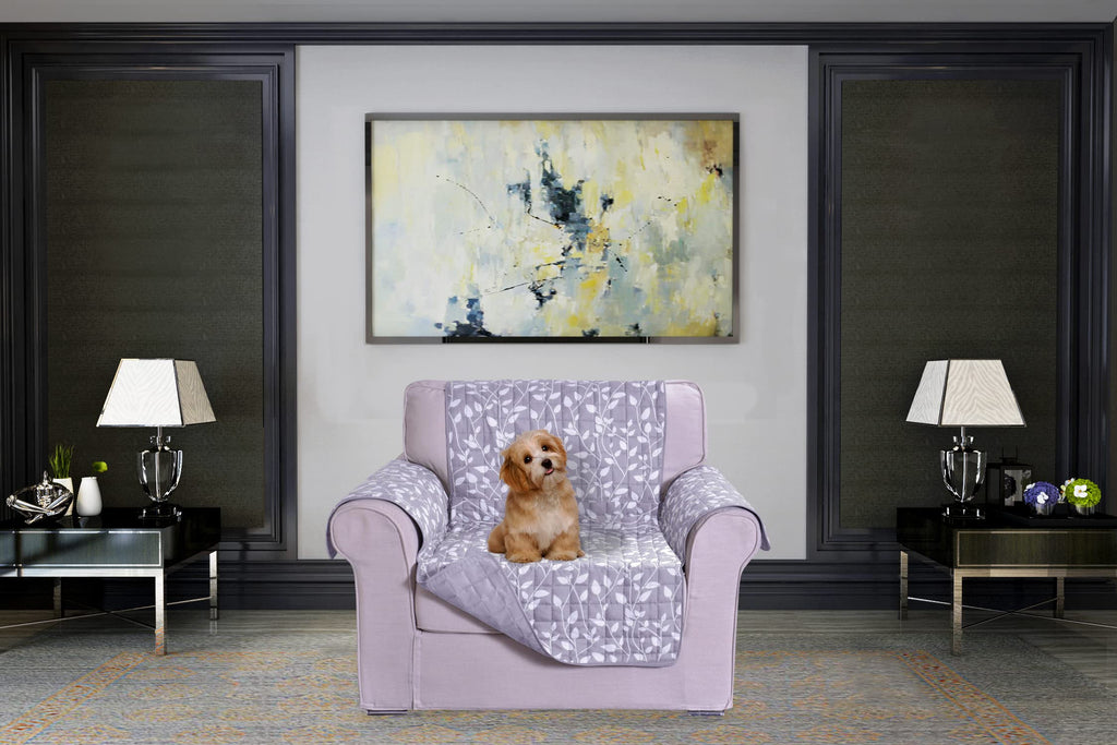 Elegant Comfort Quilted Furniture Protectors Solid and Printed Design Reversible Slipcovers Featuring Elastic Straps and Smart Pockets Great for Pets, Kids and More, Smart Leaf Loveseat, Sage