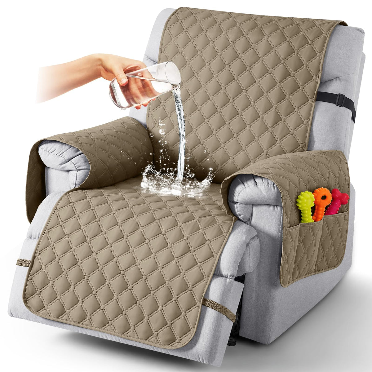 TAOCOCO 100% Waterproof Loveseat Recliner Covers Reversible, Charcoal Gray