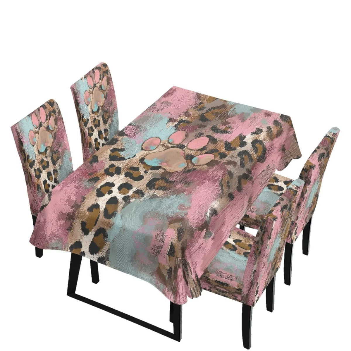 Fall Pumpkin Rectangular Table Cloth & Dining Chair Covers Set of 7, Stain Resistant Wipeable Chair Protectors for Farmhouse Rustic Home Kitchen Party Decor
