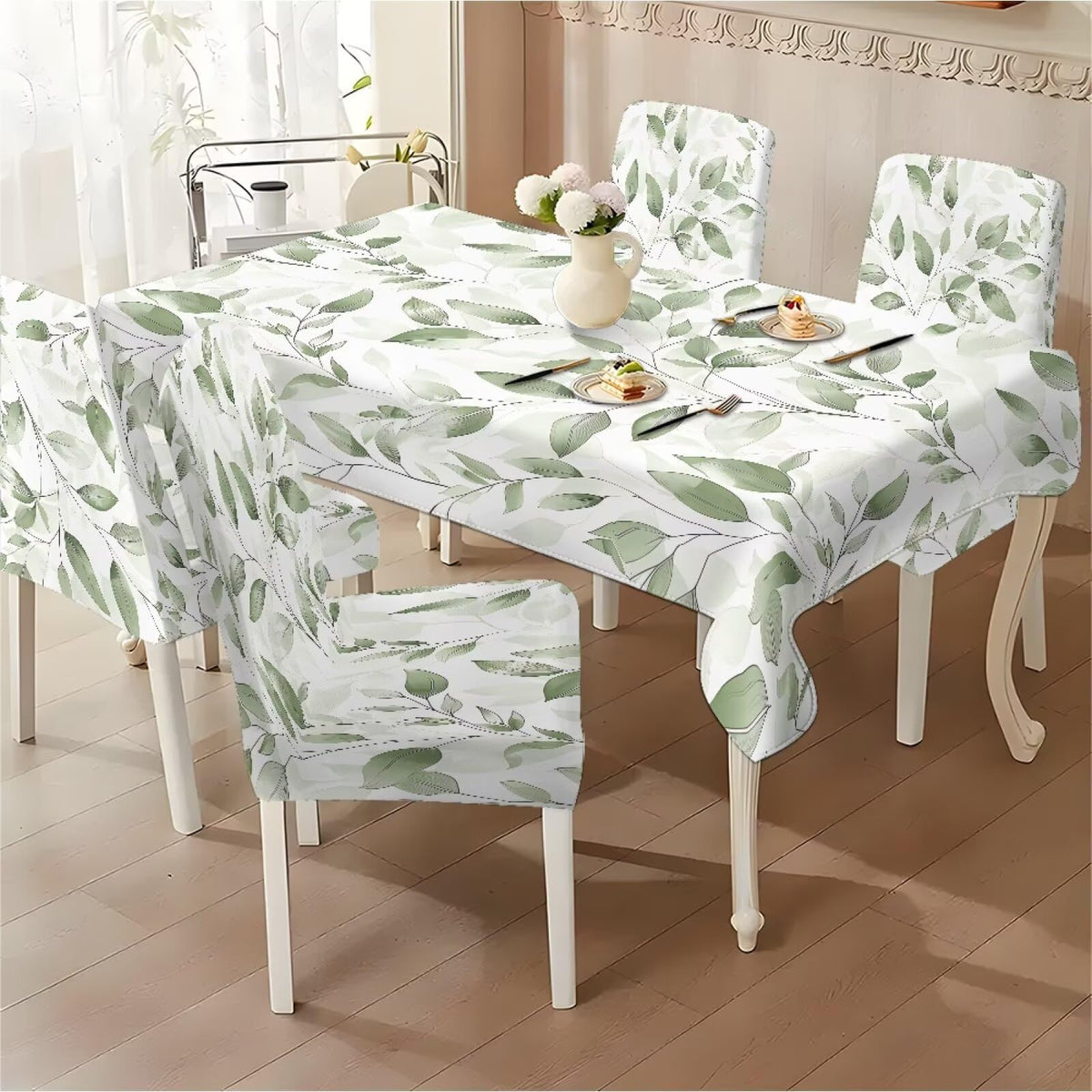 ZDCUSTOM St Patricks Day Table Cloth and Chair Cover Set of 4 Green Tablecloths Rectangular Festive Chair Covers for Dining Chairs St. Patrick’s Day Decoration