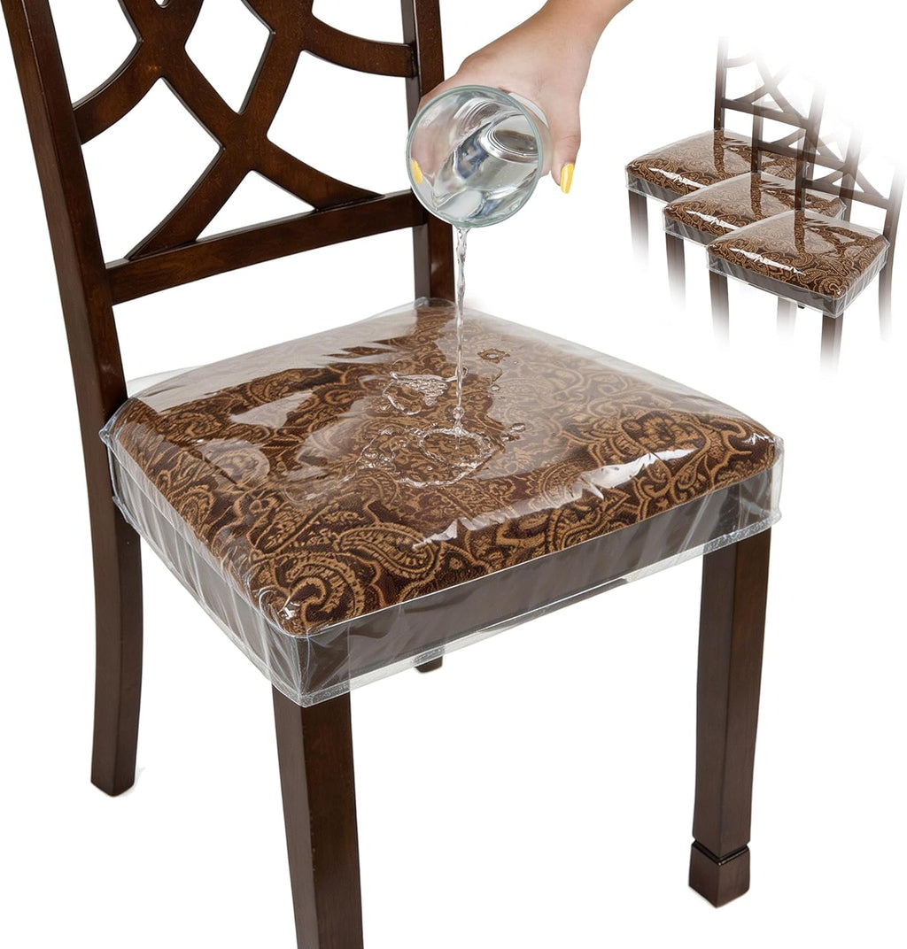 Plastic Chair Covers, Seat Protectors, Vinyl, Fits 16-18 Inch, 4 Pack Set
