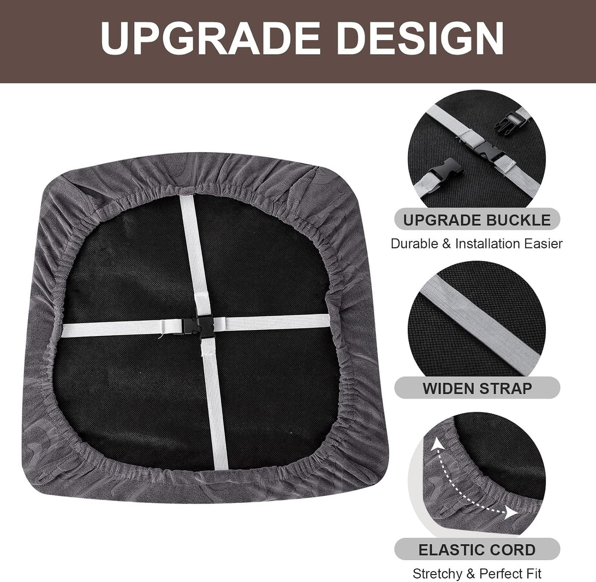 Genina Chair Seat Covers Waterproof Dining Room Chair Covers, 4 Pack