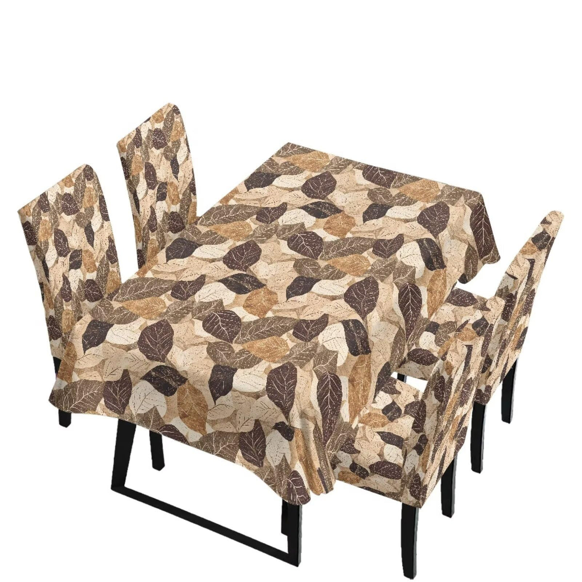 Thanksgiving Themed Dining Room Chair Cover and Tablecloths 5 Packs, Fall Leaf Print Kitchen Chair Seat Slipcovers Anti-Wrinkle Table Protector for Thanksgiving Day Party