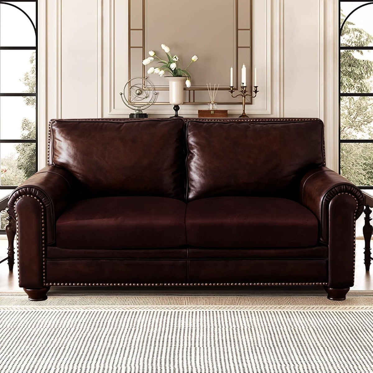 ANARACHON Leather Look Couch Cushion Covers Sofa Seat Slipcovers Sets Couches Furniture Protector for Sectional Armchair Loveseat Pets Kids Stretch Spandex Fabric (2 Cushion Loveseat, Burgundy)