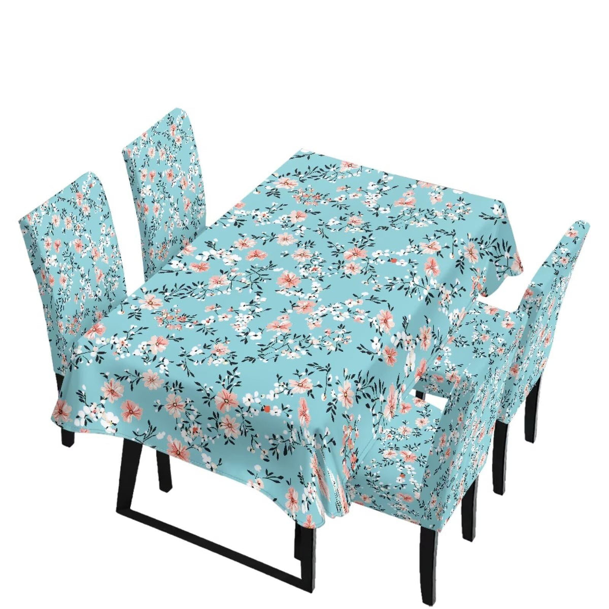 Thanksgiving Themed Dining Room Chair Cover and Tablecloths 5 Packs, Fall Leaf Print Kitchen Chair Seat Slipcovers Anti-Wrinkle Table Protector for Thanksgiving Day Party