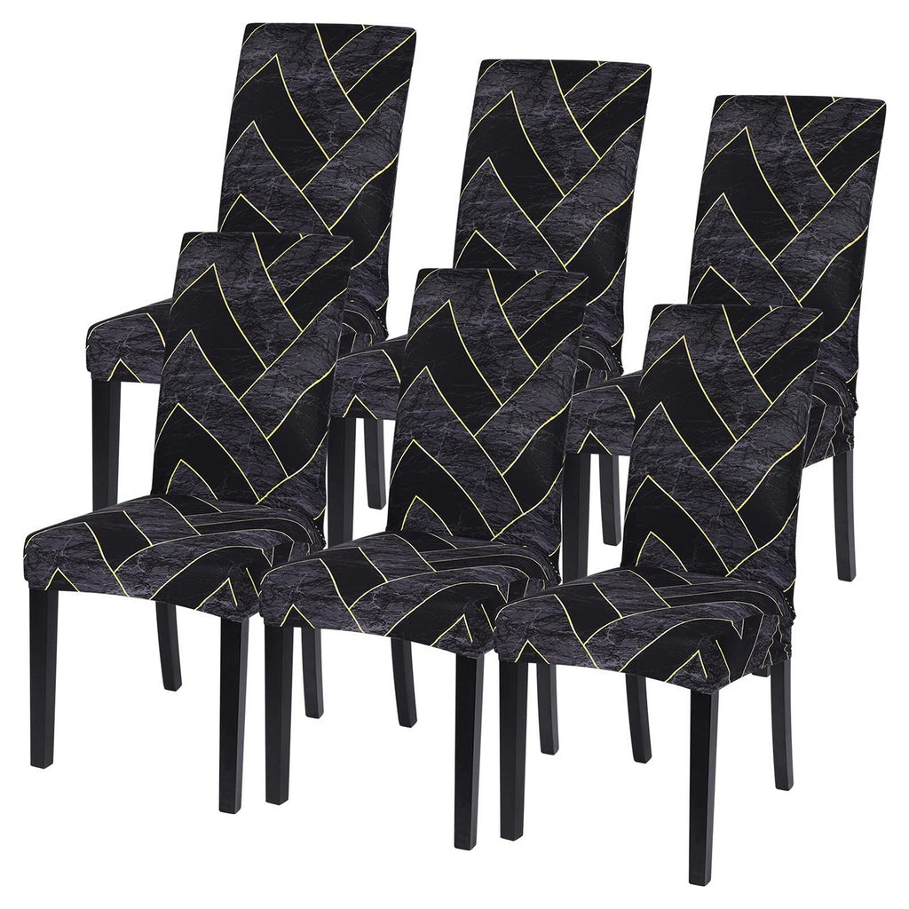 SearchI Dining Room Chair Covers Set of 6, Stretch Jacquard Parsons Chair Slipcovers Super Fit Removable Washable Kitchen Chair Protector Cover for Dining Room, Hotel, Ceremony (Beige Rhombus)