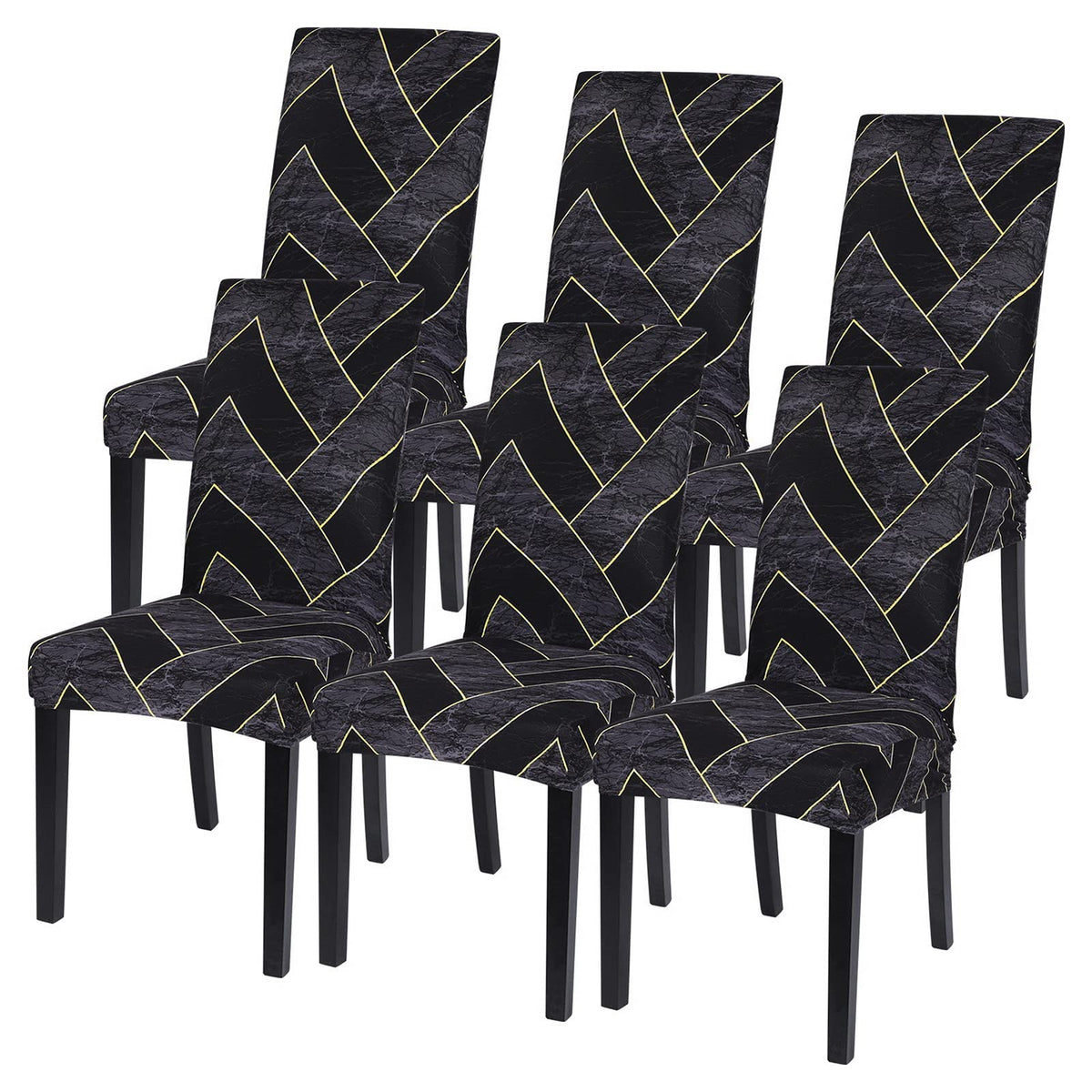 SearchI Dining Room Chair Covers Set of 6, Stretch Jacquard Parsons Chair Slipcovers Super Fit Removable Washable Kitchen Chair Protector Cover for Dining Room, Hotel, Ceremony (Beige Rhombus)