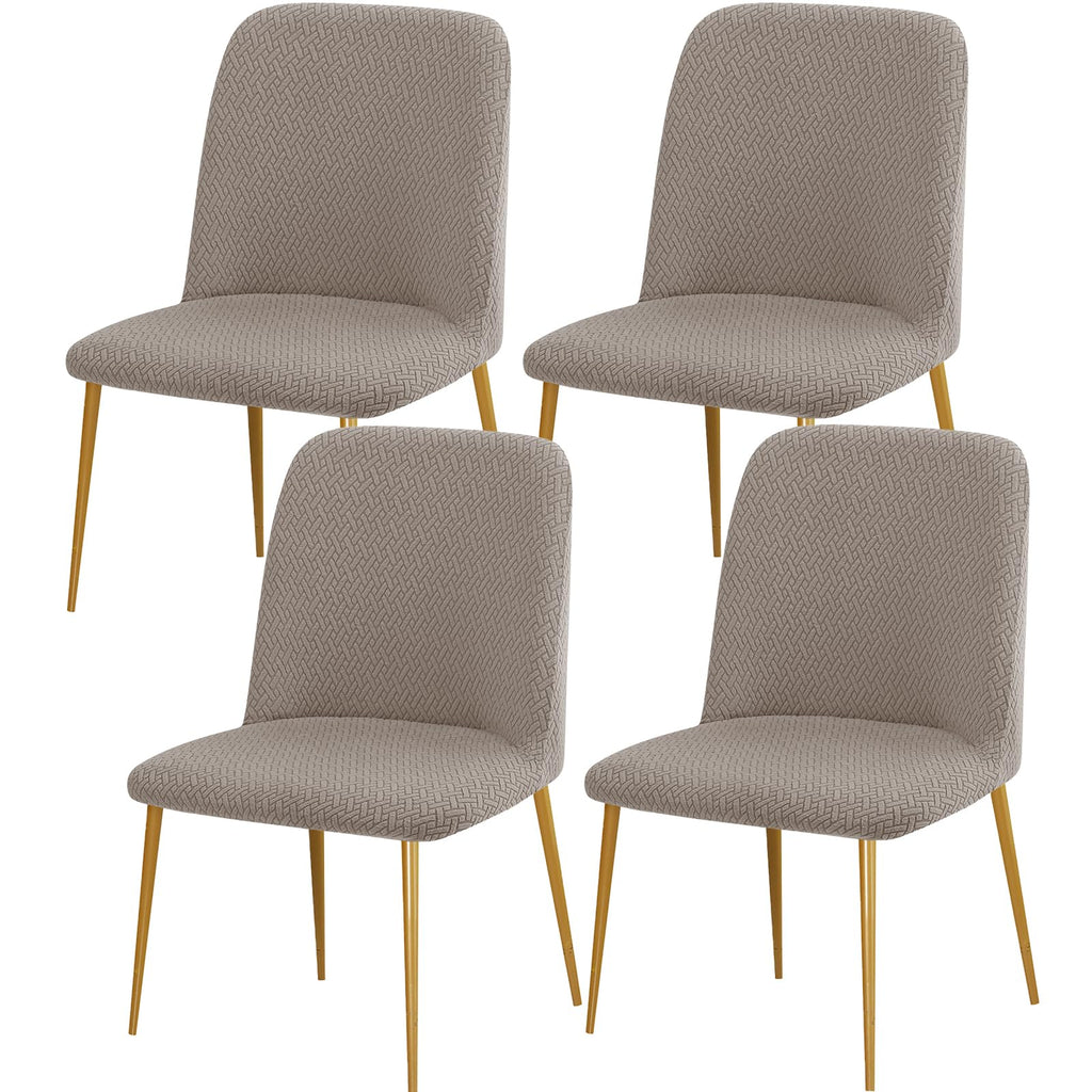 Gollense Curved Back Chair Covers for Dining Room, Mid Century Modern Chair Slipcovers, Semi Circle Back Chair Seat Protector for Kitchen Living Room (4, Beige)