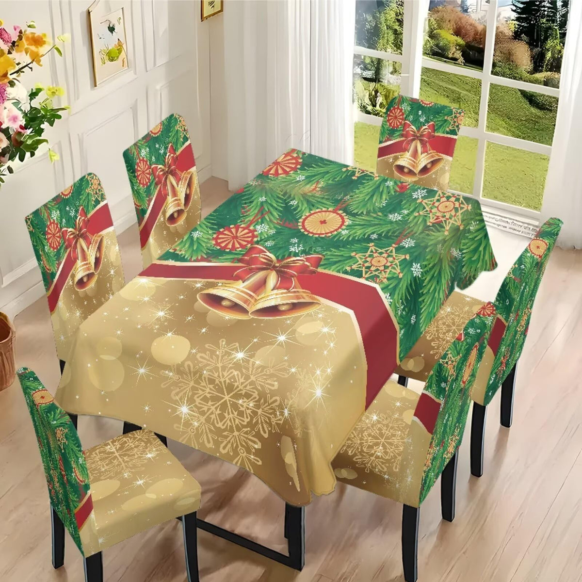 ZDCUSTOM St Patricks Day Table Cloth and Chair Cover Set of 4 Green Tablecloths Rectangular Festive Chair Covers for Dining Chairs St. Patrick’s Day Decoration
