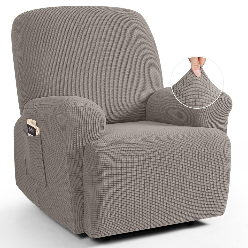 TAOCOCO Stretch Loveseat Recliner Covers 6 Piece, Charcoal Grey