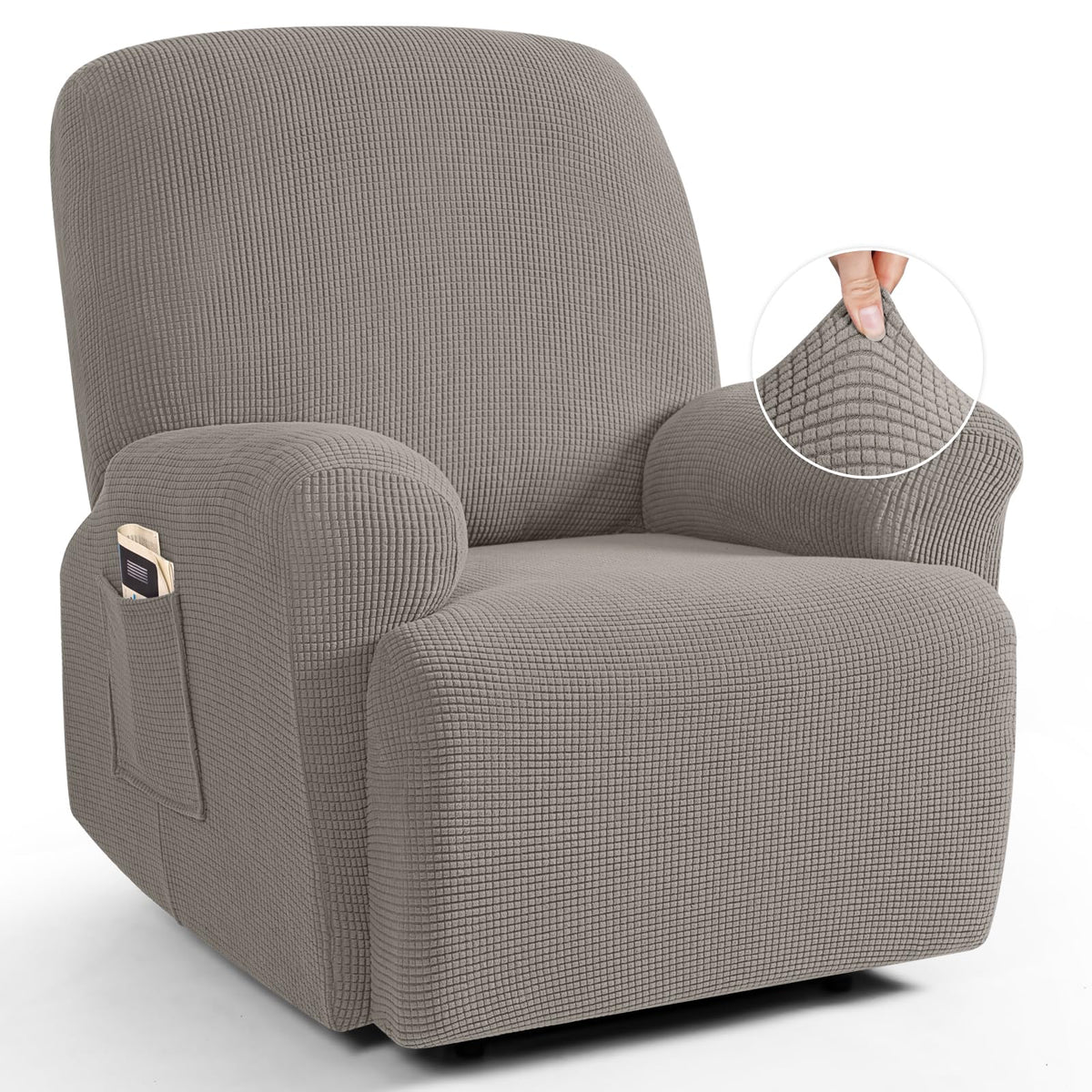 TAOCOCO Stretch Loveseat Recliner Covers 6 Piece, Charcoal Grey