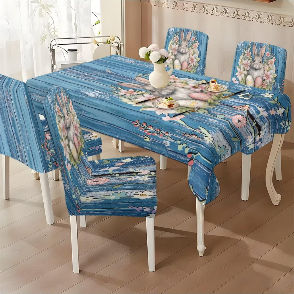 ZDCUSTOM Valentines Table Cloth and Chair Cover Set of 4 Romantic Tablecloths Rectangular Pink Chair Covers for Dining Chairs Stain Resistant Decoration