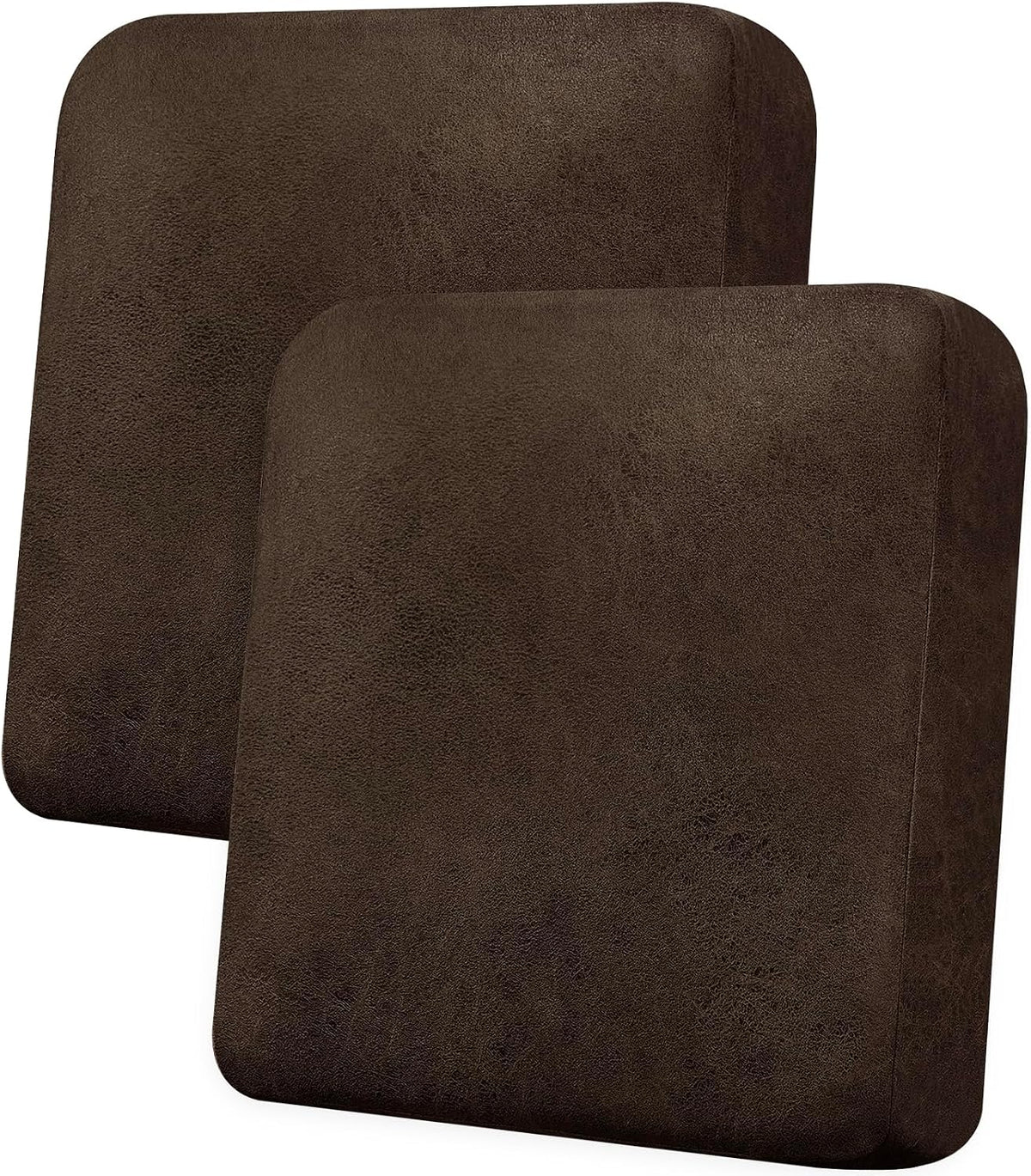 Loveseat Cushion Covers Leather-Look 2PC Stretch Love Seat Slipcover Sets for Living Room Individual Couch Seat Protector, Pet-Friendly, Non-Slip, Easy Fit - Coffee