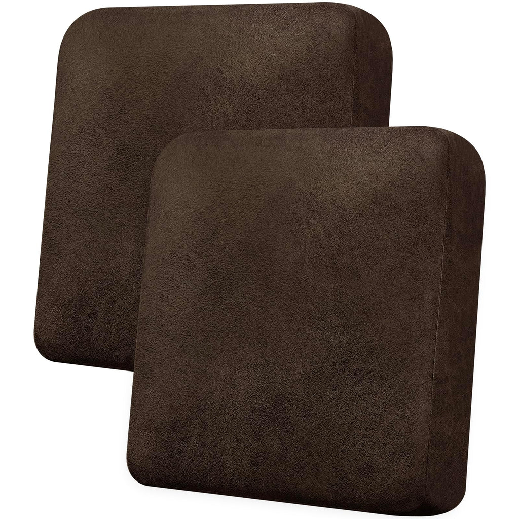 Loveseat Cushion Covers Leather-Look 2PC Stretch Love Seat Slipcover Sets for Living Room Individual Couch Seat Protector, Pet-Friendly, Non-Slip, Easy Fit - Coffee
