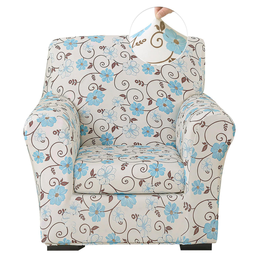 Stretch Printed Sofa Cover Couch Covers, 4-PieceLoveseat Slipcovers with 2 Separate Cushion Cover & 1 Pillow Case, Washable Soft Spandex Furniture Protector for Living Room(Loveseat, Flower)