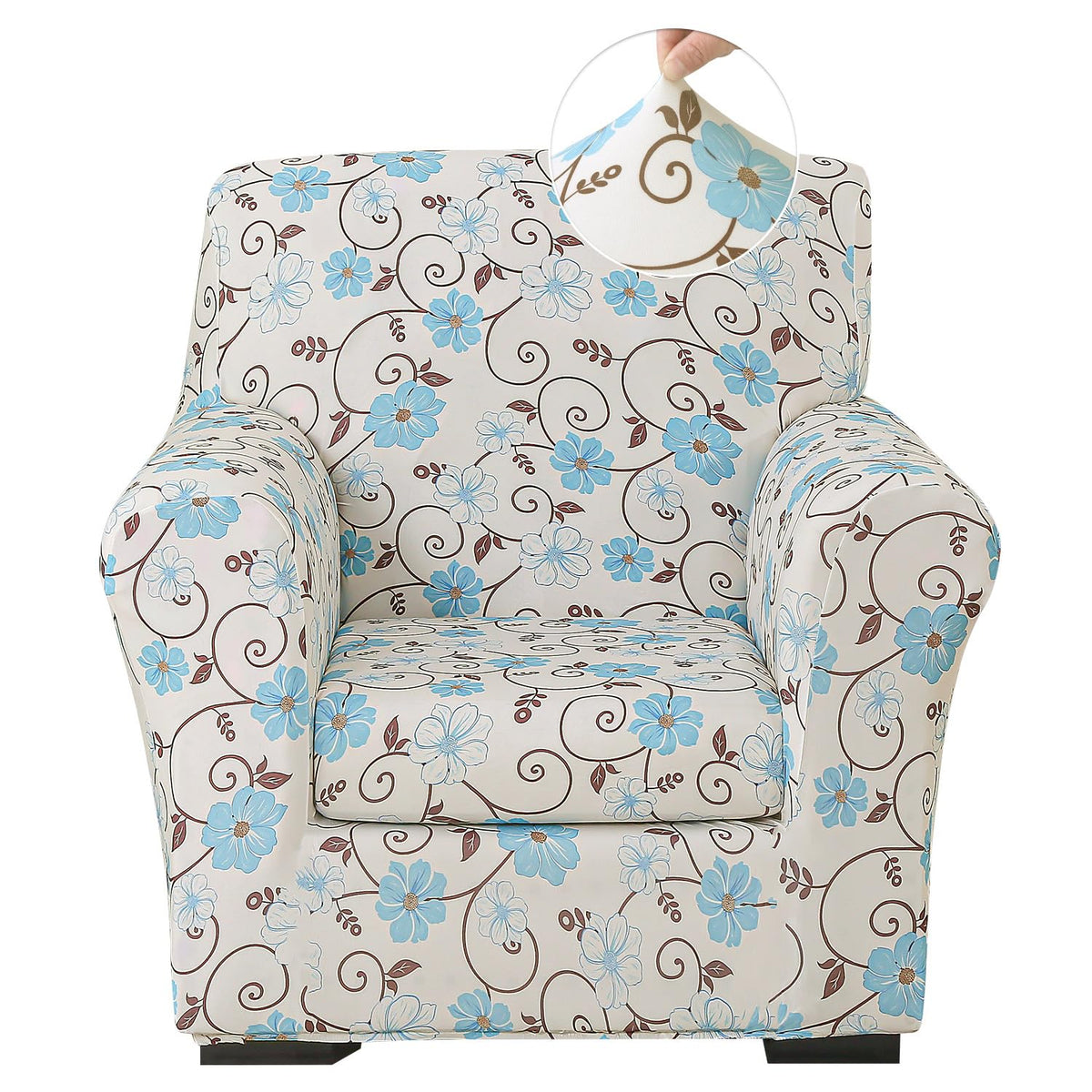 Stretch Printed Sofa Cover Couch Covers, 4-PieceLoveseat Slipcovers with 2 Separate Cushion Cover & 1 Pillow Case, Washable Soft Spandex Furniture Protector for Living Room(Loveseat, Flower)