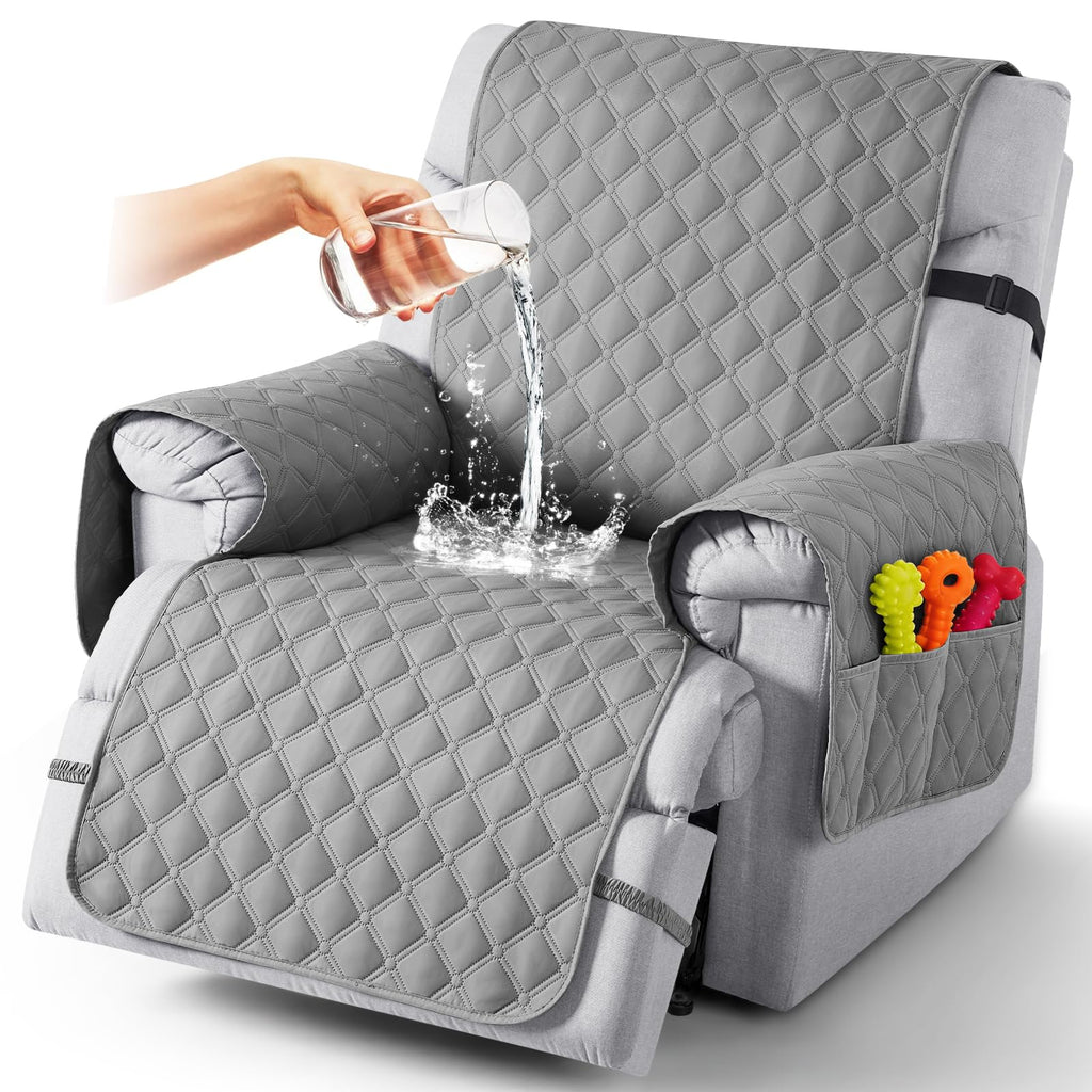 TAOCOCO 100% Waterproof Loveseat Recliner Covers Reversible, Charcoal Gray