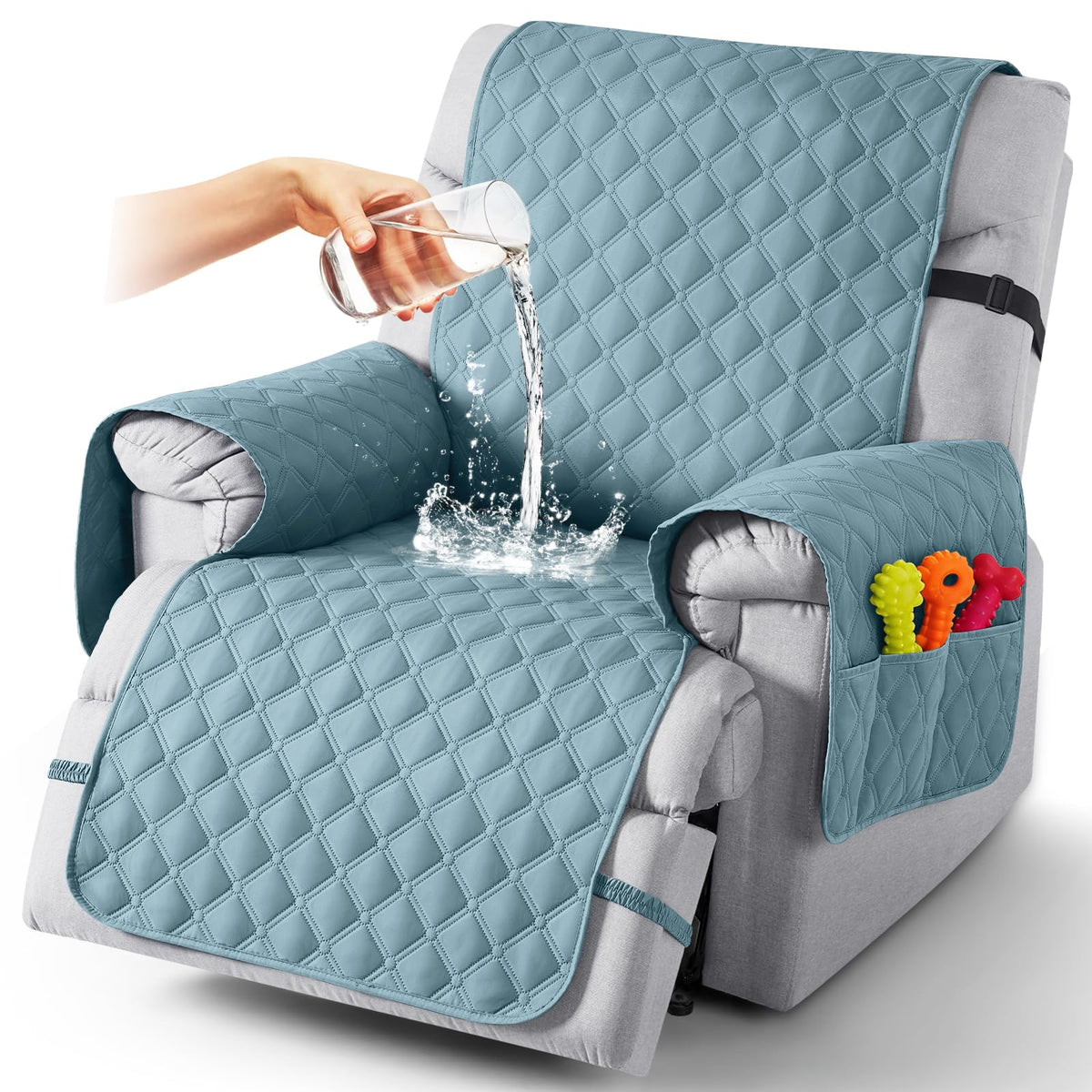 TAOCOCO 100% Waterproof Loveseat Recliner Covers Reversible, Charcoal Gray