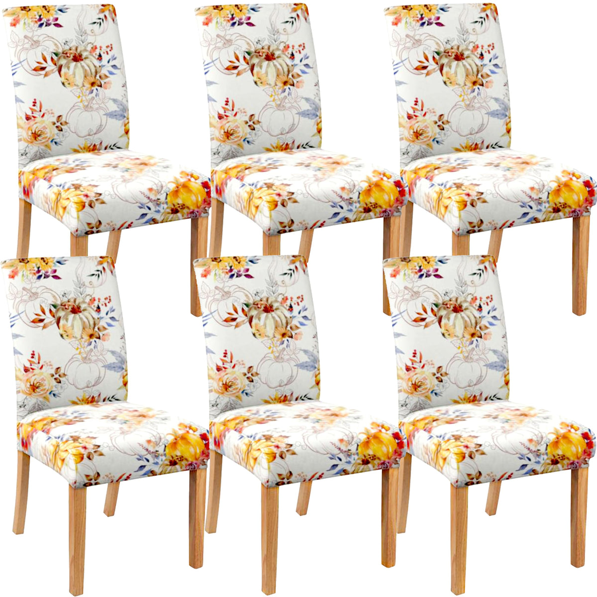 Halloween Chair Covers Set of 4, Fall Pumpkin Black/White Buffalo Plaid Chairs Slipcover for Dining Room, Removable Washable Breathable Cover in the Kitchen Restaurant Holiday Decor
