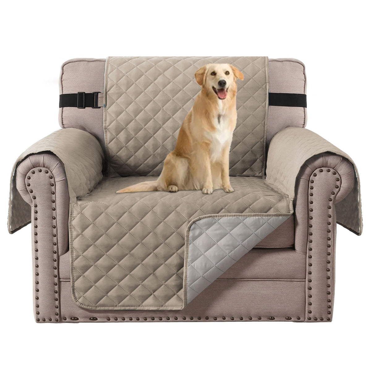 H.VERSAILTEX Reversible Couch Cover for 2 Cushion Couch Water Resistant Loveseat Washable Furniture Cover with Non-Slip Elastic Strap for Dogs, Pets, Kids(Oversized Loveseat, Charcoal Grey)
