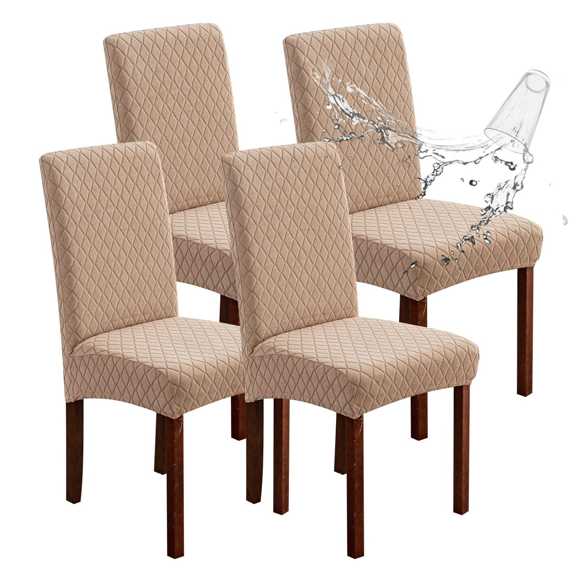 Genina Waterproof Dining Chair Covers Set of 4 Parsons Chair Slipcovers