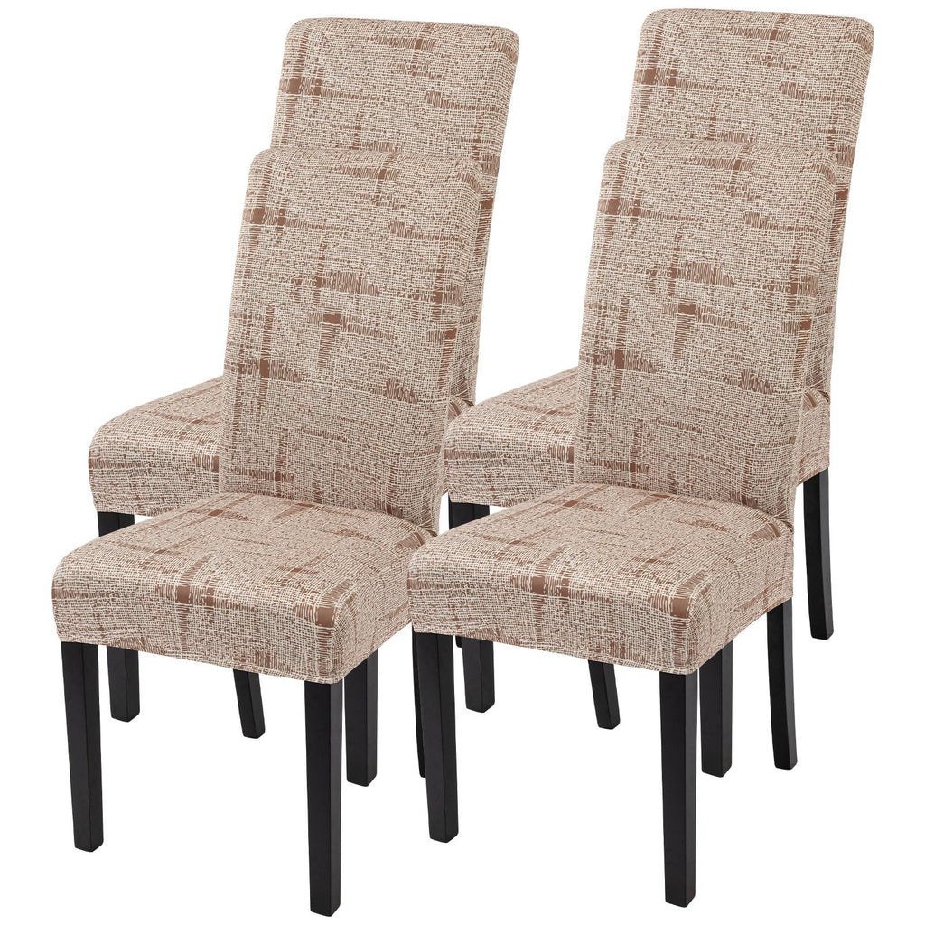 SearchI Chair Covers Slipcovers Set of 4, Spandex Super Fit Stretch Removable Washable Kitchen Parsons Protector for Dining Room,Hotel,Ceremony,Beige+Flowers