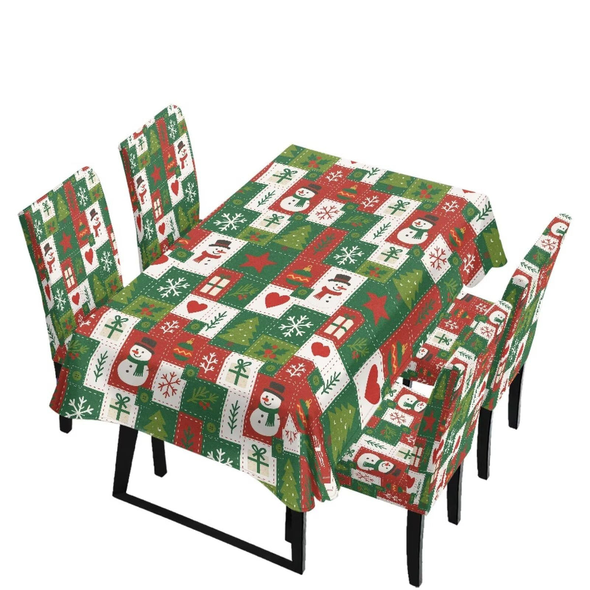 Dining Chair Covers and Dining Table Cloth Christmas Decor