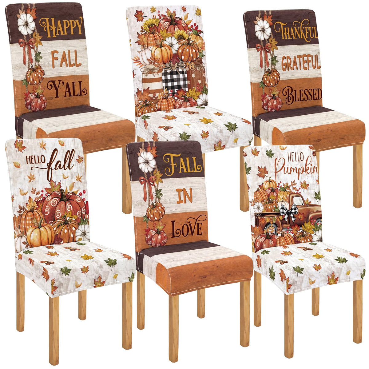 Moukeren 6 Pcs Halloween Chair Covers Scary Dining Chair Slipcovers