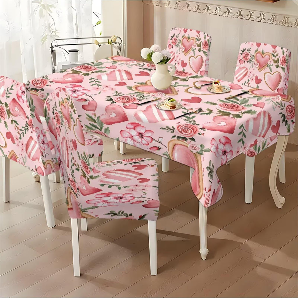 ZDCUSTOM St Patricks Day Table Cloth and Chair Cover Set of 4 Light Green Tablecloths Rectangular Clover Chair Covers for Dining Chairs Stain Resistant Decoration