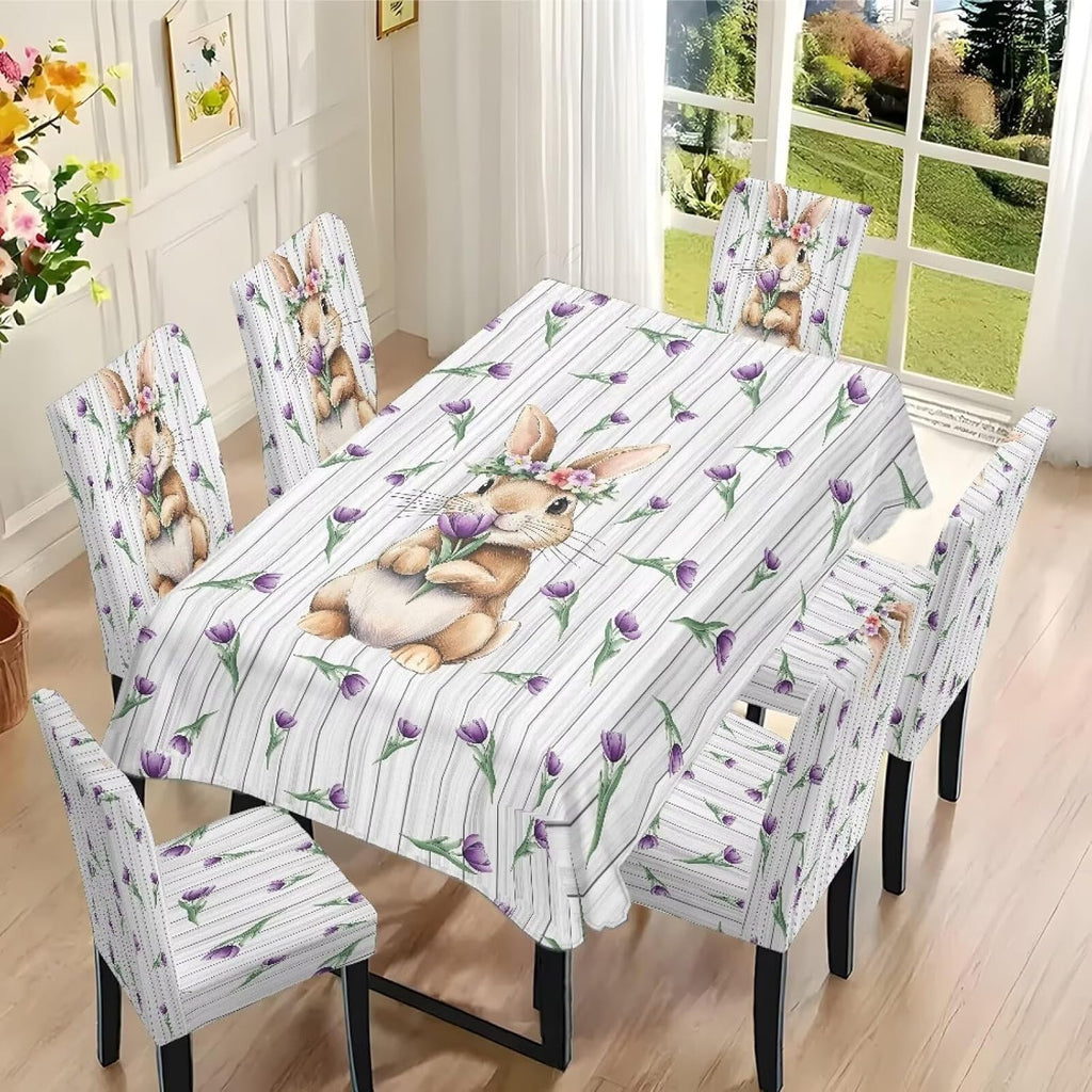 ZDCUSTOM Cozy Dining Chair Covers Tablecloths Rectangular & Table and Chair Covers for Parties Washable Sunflower Dining Room Decor Universal Fit
